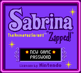 Sabrina the Animated Series Zapped title screen for GameBoy Color